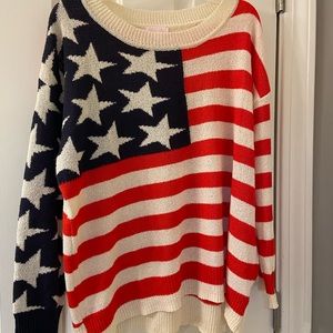 Pink lily American flag sweater